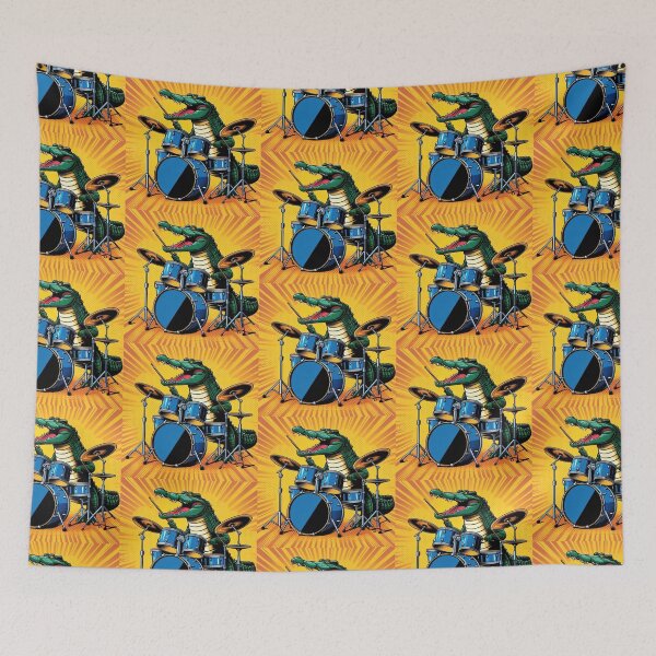 Item preview, Talented crocodile playing drums designed and sold by Dogandesighn.