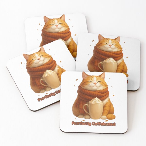 Item preview, Purrfectly Caffeinated – Cozy Autumn Cat with Pumpkin Spice Latte Illustration designed and sold by MagicMeow1.