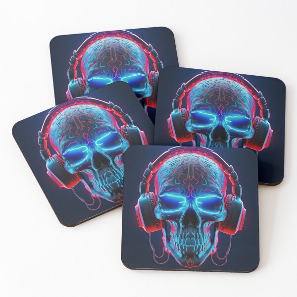 Item preview, Neon Echoes of the Mind: A Cybernetic Skull Immersed in the Hypnotic Rhythms of Digital Sound designed and sold by Epsydon Designers.
