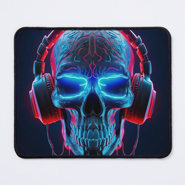 Item preview, Neon Echoes of the Mind: A Cybernetic Skull Immersed in the Hypnotic Rhythms of Digital Sound designed and sold by Epsydon Designers.
