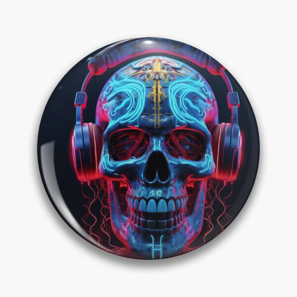Item preview, Neon Echoes of the Mind: A Cybernetic Skull Immersed in the Hypnotic Rhythms of Digital Sound designed and sold by Epsydon Designers.