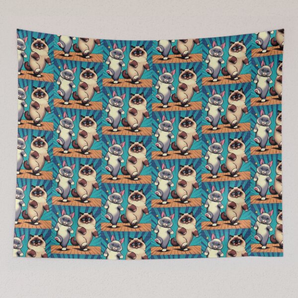 Item preview, Himalayan cat and cute bunny dancing. designed and sold by Dogandesighn.