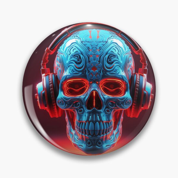 Item preview, Neon Echoes of the Mind: A Cybernetic Skull Immersed in the Hypnotic Rhythms of Digital Sound designed and sold by Epsydon Designers.