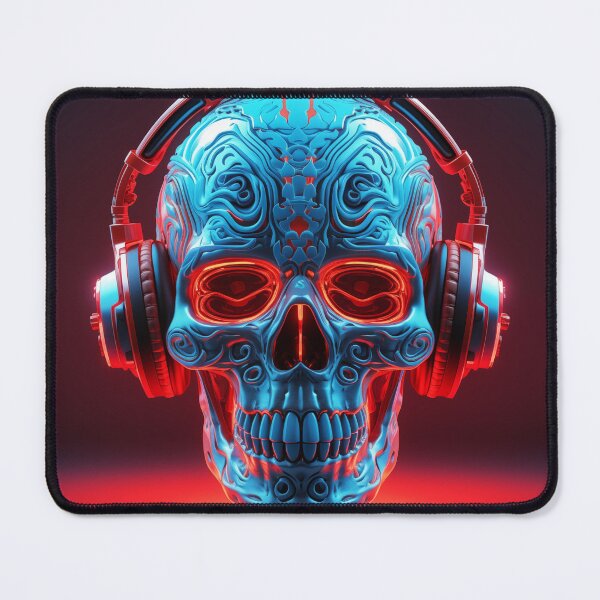 Item preview, Neon Echoes of the Mind: A Cybernetic Skull Immersed in the Hypnotic Rhythms of Digital Sound designed and sold by Epsydon Designers.