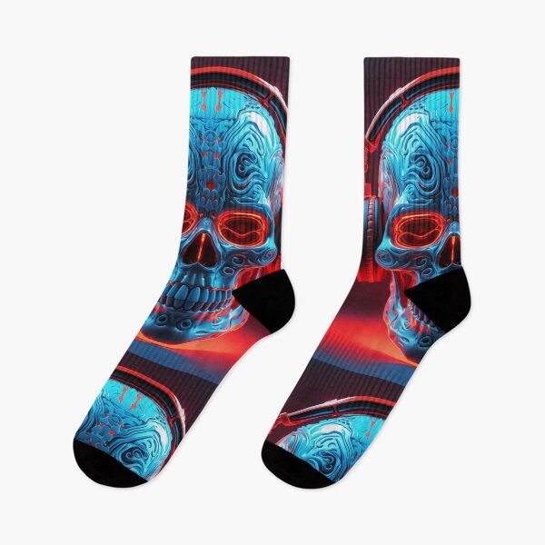Item preview, Neon Echoes of the Mind: A Cybernetic Skull Immersed in the Hypnotic Rhythms of Digital Sound designed and sold by Epsydon Designers.
