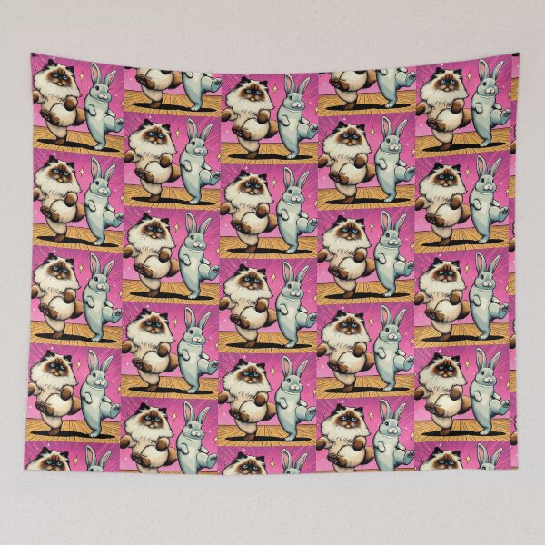 Item preview, cute himalayan cat and rabbit designed and sold by Dogandesighn.