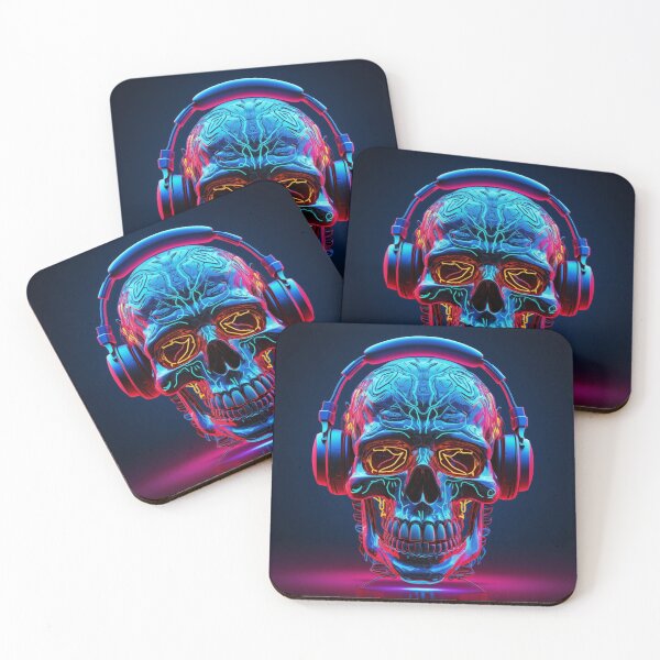 Item preview, Neon Echoes of the Mind: A Cybernetic Skull Immersed in the Hypnotic Rhythms of Digital Sound designed and sold by Epsydon Designers.