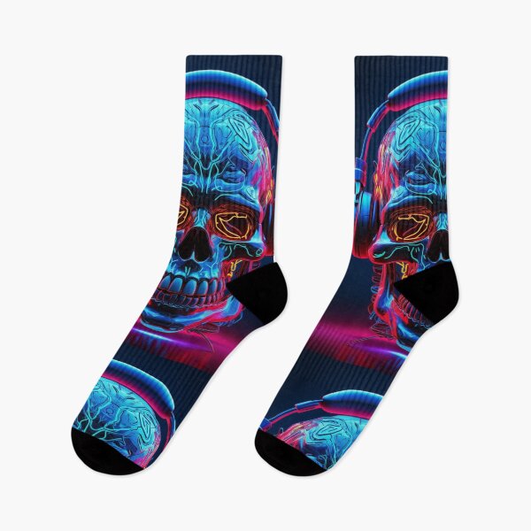 Item preview, Neon Echoes of the Mind: A Cybernetic Skull Immersed in the Hypnotic Rhythms of Digital Sound designed and sold by Epsydon Designers.