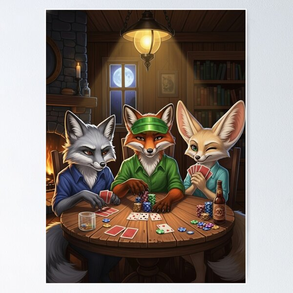 Item preview, Moonlit Fox Poker designed and sold by FoxVibes.