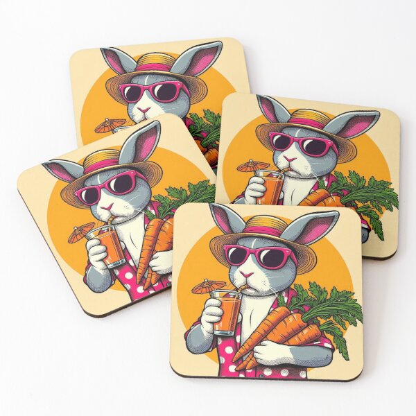 Item preview, Cute bunny's carrot juice on vacation designed and sold by Dogandesighn.