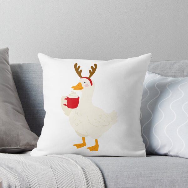 Item preview, Cute and happy Christmas goose with deer’s horn and hot chocolate or coffee designed and sold by AllaMashycheva.