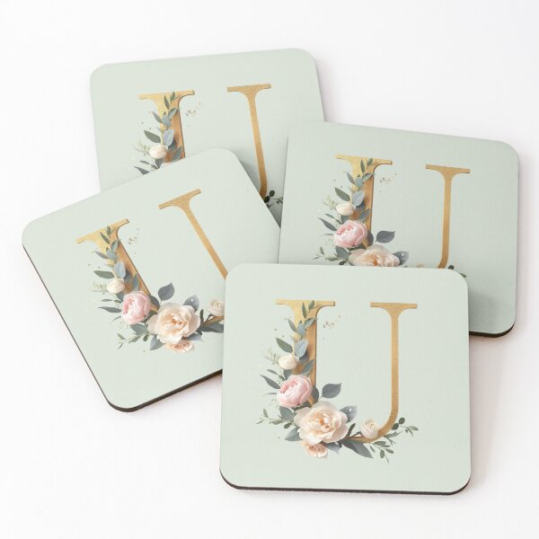 Item preview, Floral Gold Letter U Monogram – Coquette Christian Wall Art, Elegant Blush Rose Initial Print, Faith-Inspired Feminine Gift designed and sold by AmenAlways.
