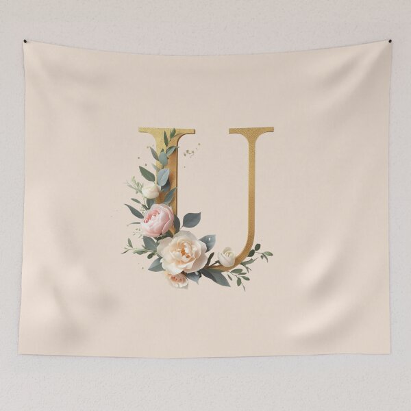 Item preview, Floral Gold Letter U Monogram – Coquette Christian Wall Art, Elegant Blush Rose Initial Print, Faith-Inspired Feminine Gift designed and sold by AmenAlways.