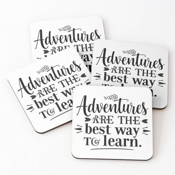 Item preview, Elegant black and white inspirational typography SVG reading “Adventures are the best way to learn”, balanced script and sans-serif, printable, Cricut-ready, wall art, timeless motivation designed and sold by AlwaysHome.