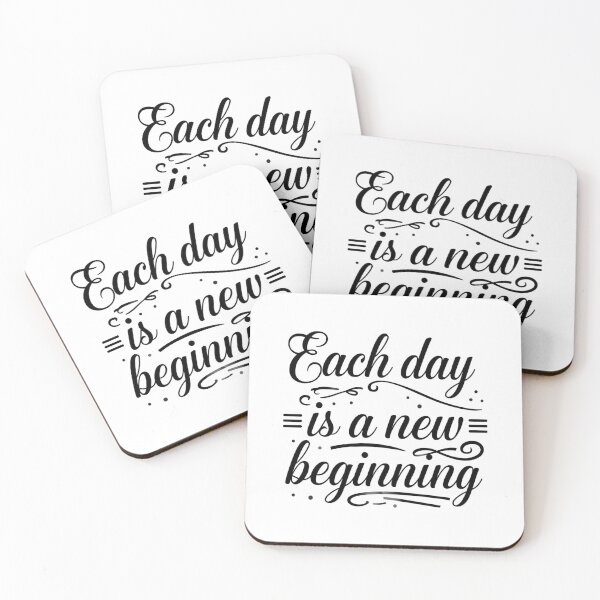 Item preview, Centered monochrome SVG with elegant script “Each day is a new beginning”, mindful motivation for daily reset, printable poster, planner sticker, and laser engraving designed and sold by AlwaysHome.