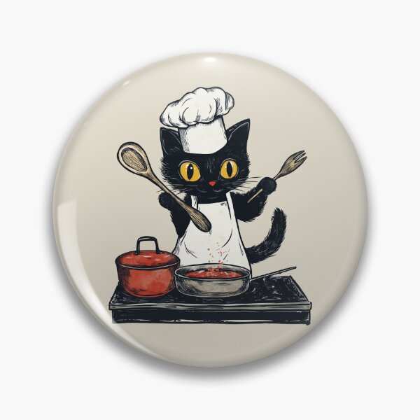 Item preview, Black Kitten Chef Vintage Cooking Kawaii and Culinary designed and sold by OrenjiArtShop.