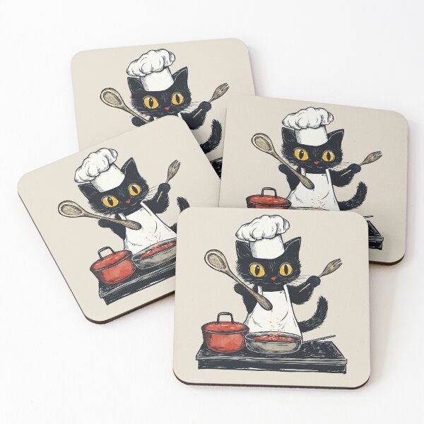 Item preview, Black Kitten Chef Vintage Cooking Kawaii and Culinary designed and sold by OrenjiArtShop.