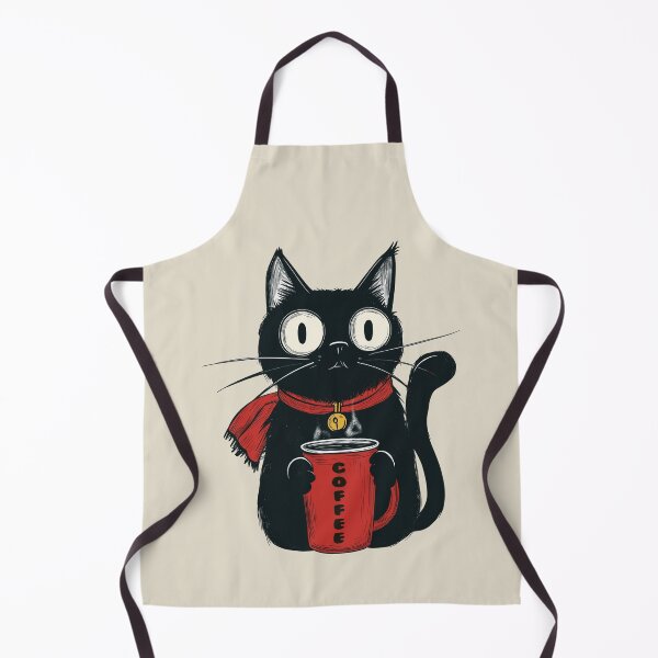 Item preview, Black Kitten Red Scarf Coffee Lover designed and sold by OrenjiArtShop.