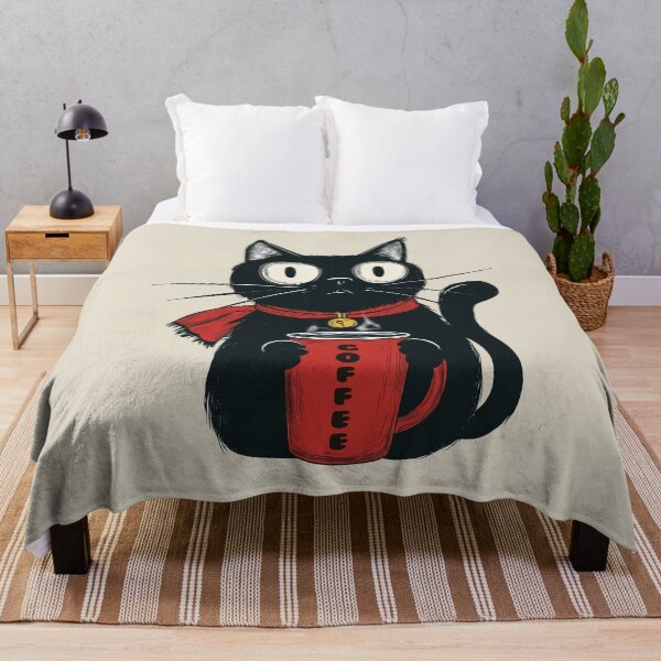 Item preview, Black Kitten Red Scarf Coffee Lover designed and sold by OrenjiArtShop.