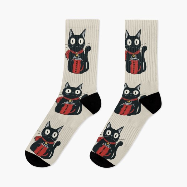Item preview, Black Kitten Red Scarf Coffee Lover designed and sold by OrenjiArtShop.