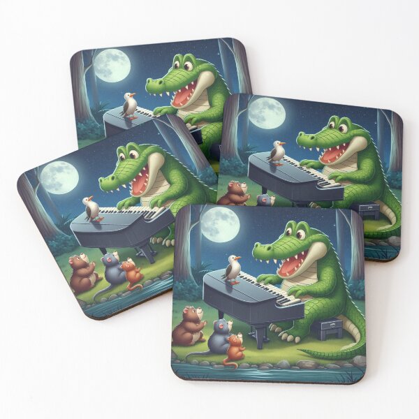 Item preview, cute crocodile playing piano in the forest designed and sold by Dogandesighn.