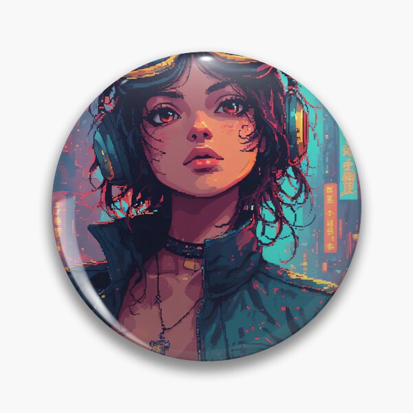 Item preview, Retro Pixel Art Beautiful Girl In Cyberpunk designed and sold by pexoboy.