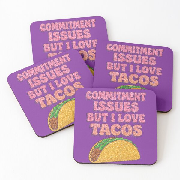 Item preview, Commitment Issues But I Love Tacos Puffy Glitter 90s Slogan Sticker designed and sold by Searching ideas.