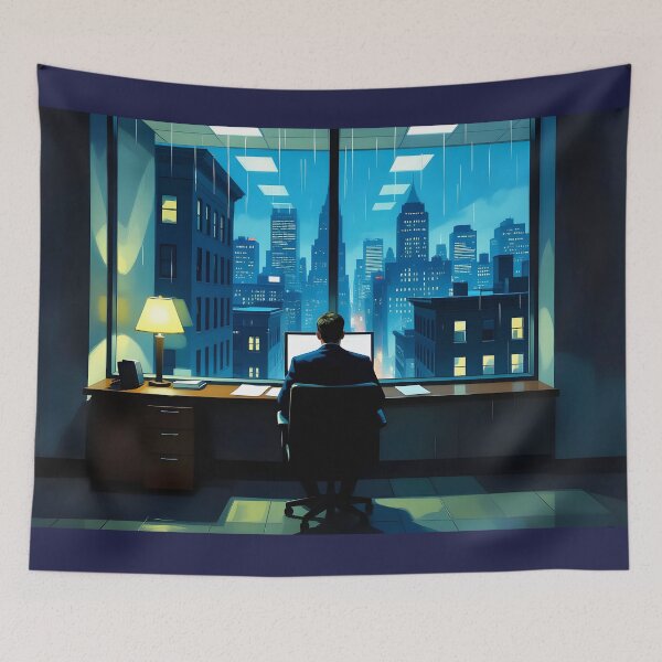 Item preview, The Office Worker - A Solitary Night designed and sold by Peter Kraaibeek | Generative Designs and Car Art.
