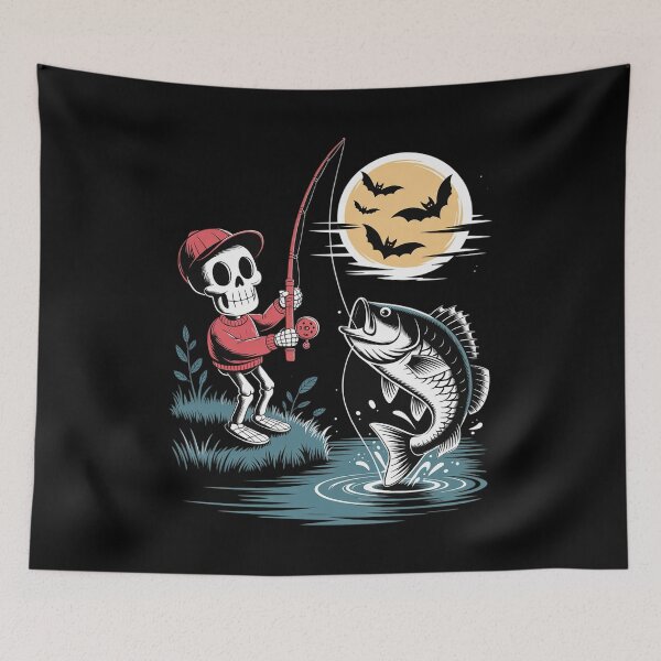 Item preview, Skeleton Fishing Halloween Bass Fisherman  1  designed and sold by ClassicAnthony.