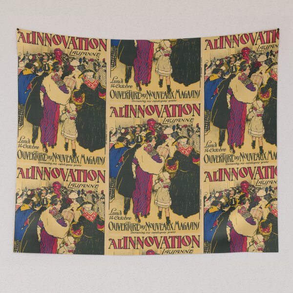 Item preview, Vintage Art Nouveau Poster | À l'Innovation Lausanne | Historic Department Store Opening | Bold Colors & Elegant Design designed and sold by artofuniverse.