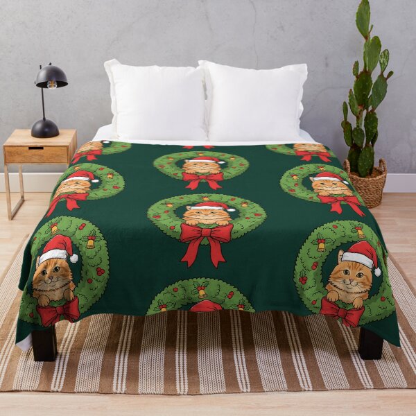 Item preview, Christmas Cat in Wreath – Cute Santa Hat Kitty Holiday Design designed and sold by SkyTastic.