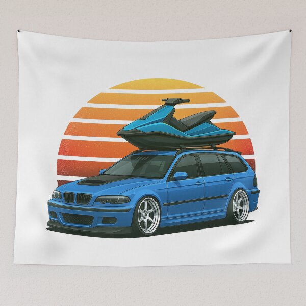 Item preview, Blue Touring Sunset – Stance Wagon with Jet Ski designed and sold by Raddoodler.