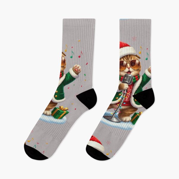 Item preview, Cat Singing Christmas Carols | Cool Santa Cat with Microphone | Festive Holiday Superstar designed and sold by E-SarnEdge.