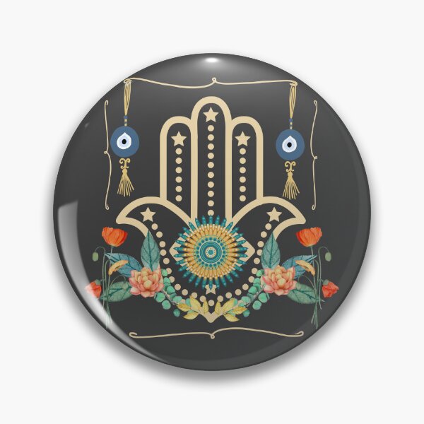 Item preview, Golden Hamsa Hand with Protective Flowers designed and sold by JuanaDesigns.