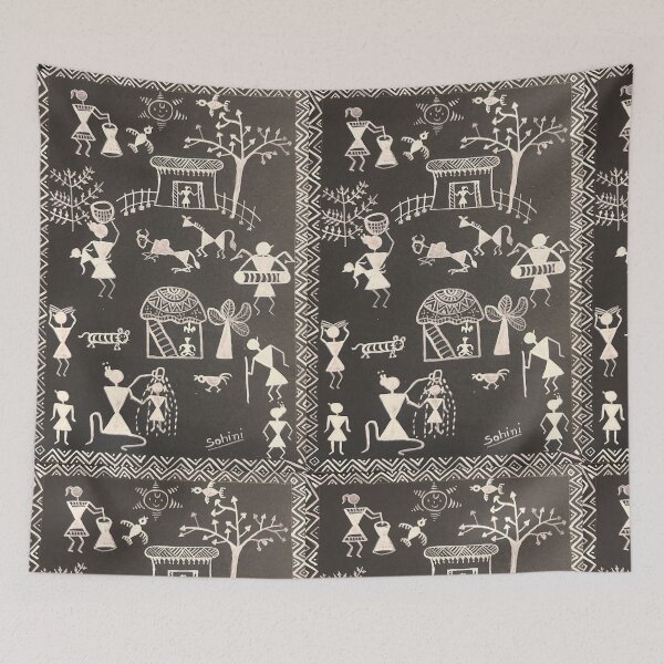 Item preview, Warli Village Harmony designed and sold by Sohini's Art Corner.