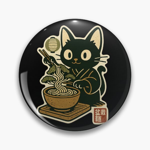 Item preview, Black Cat Bonsai Ramen Whimsical Retro Japanese Style designed and sold by Bongocomic.