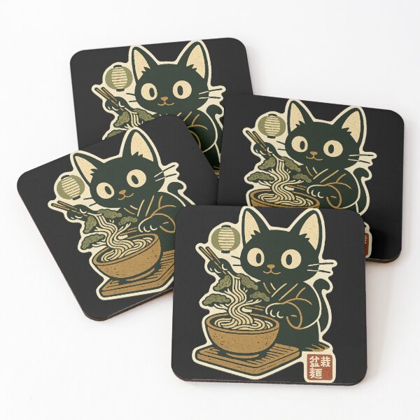 Item preview, Black Cat Bonsai Ramen Whimsical Retro Japanese Style designed and sold by Bongocomic.
