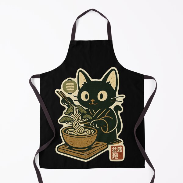 Item preview, Black Cat Bonsai Ramen Whimsical Retro Japanese Style designed and sold by Bongocomic.