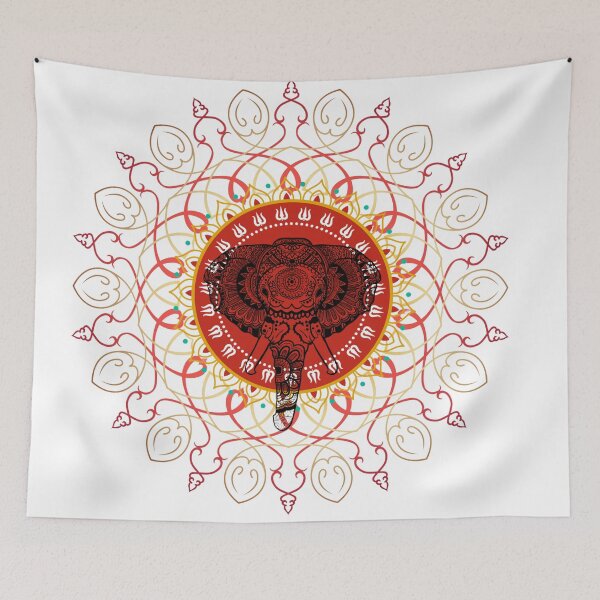Item preview, Vibrant Red Elephant Mandala Art - Bohemian Hindu Spirit Animal Design designed and sold by VibranPalette.