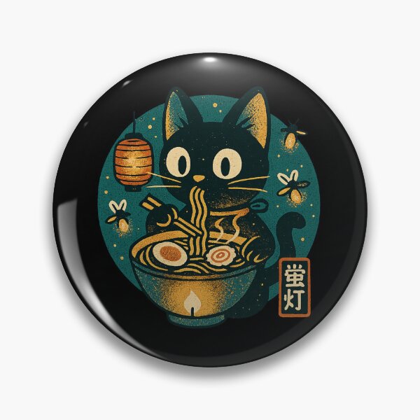Item preview, Black Cat Ramen Magical Firefly Retro Japanese Styl designed and sold by Bongocomic.