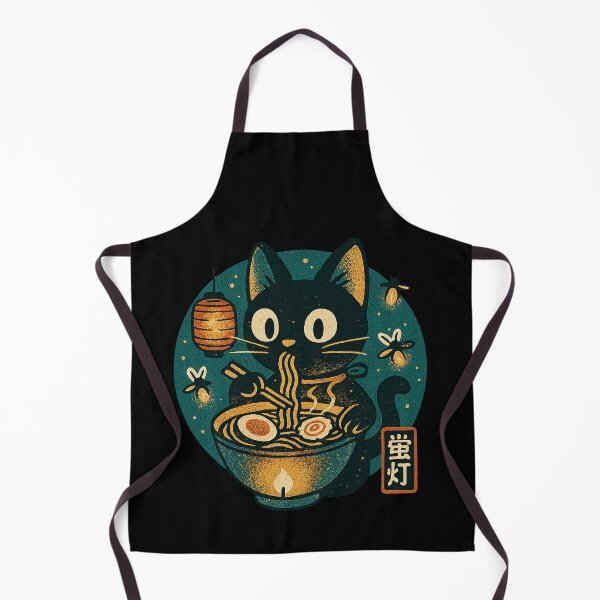 Item preview, Black Cat Ramen Magical Firefly Retro Japanese Styl designed and sold by Bongocomic.