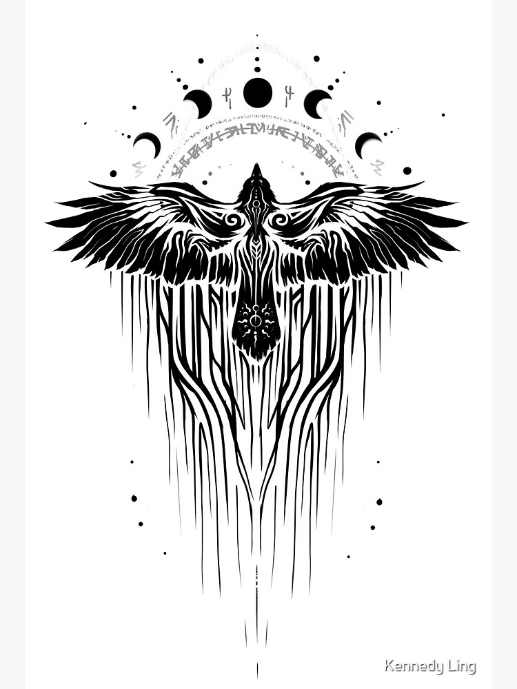 Raven with spread Wings - Tribal Design Art Board Print for Sale