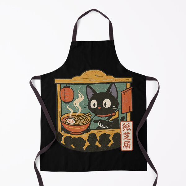 Item preview, Black Cat Eating Ramen Paper Theater Ramen Concept Japanese Graphic Art designed and sold by Bongocomic.