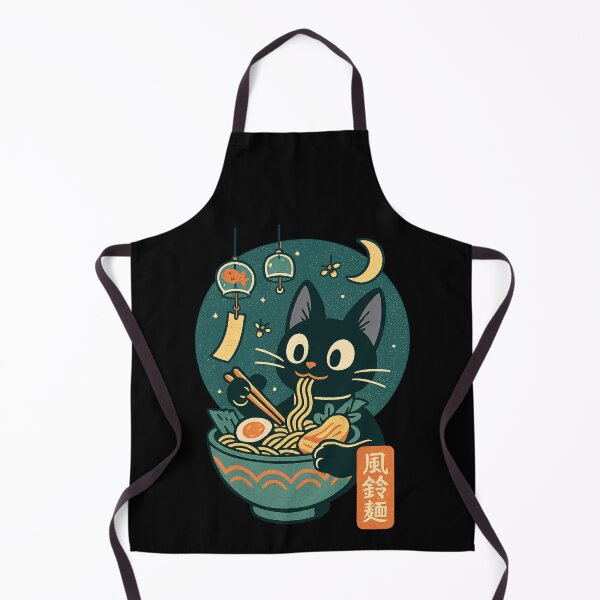 Item preview, Black Cat Ramen Wind Chime Charming Retro Japanese Style designed and sold by Bongocomic.