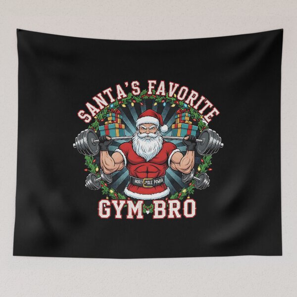 Item preview, Santa's Favorite Ripped Christmas Gym Bro designed and sold by Silent Watch Threads..
