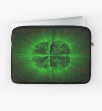 Green Glowing Brain Wired On Red Neural Surface Or Electronic Conductors Laptop Sleeve