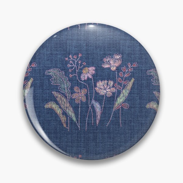 Item preview, Denim Floral Embroidery Pattern designed and sold by thanratdesign.