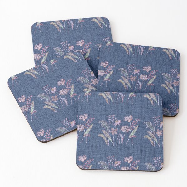 Item preview, Denim Floral Embroidery Pattern designed and sold by thanratdesign.