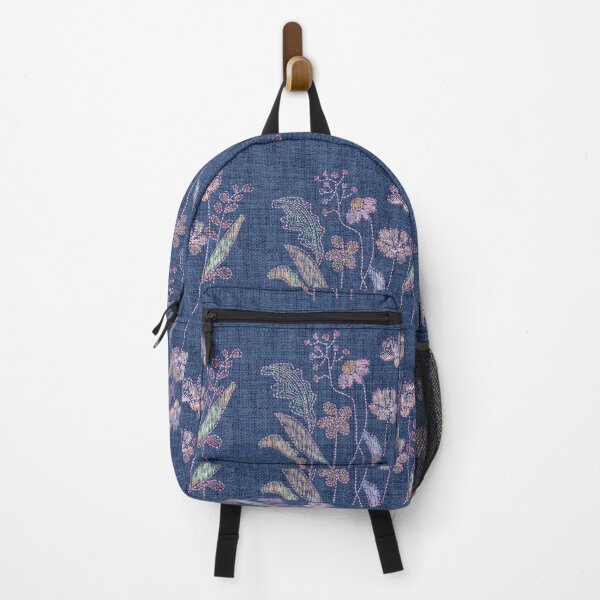 Item preview, Denim Floral Embroidery Pattern designed and sold by thanratdesign.