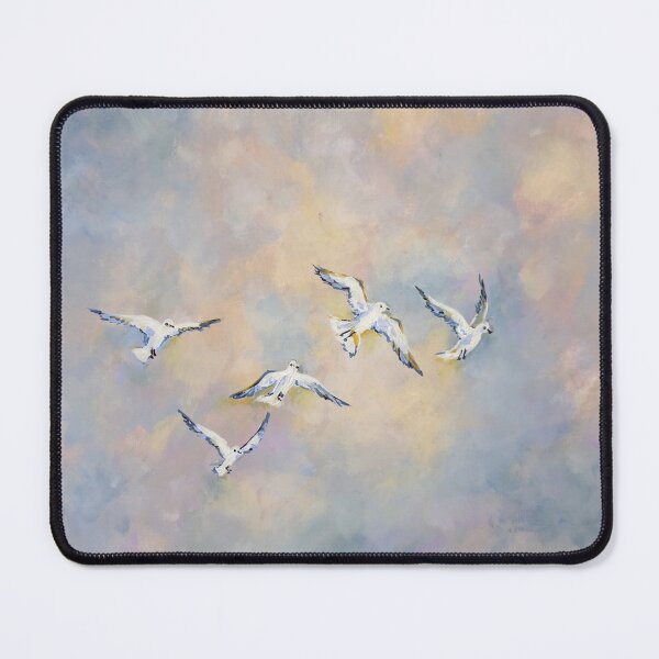 Item preview, Freedom in Flight – Pastel Sky and Birds Painting designed and sold by valyaart.